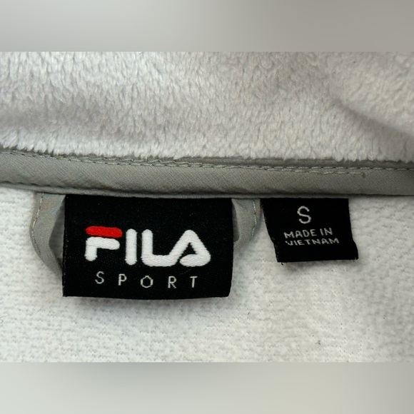 FILA Sport Women's Zip Up Jacket, Mock Neck Soft Fleece, White Gray Size Small - Picture 10 of 13